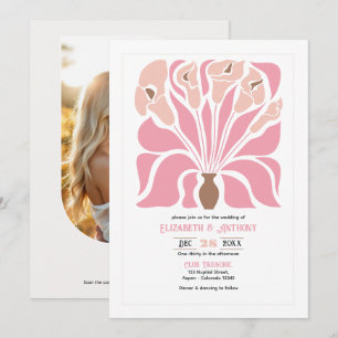 Invitation Mariage bohème abstrait Pivoine & Mocha