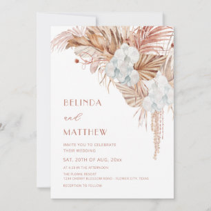 Invitation Mariage Bohème Aquarelle Fleurs