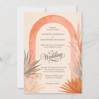 Invitation Mariage Bohème Arch Pampas Herbe
