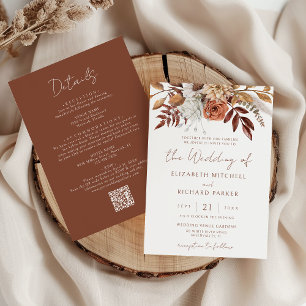Invitation Mariage Bohème Automnal Terracotta Floral Tout En 