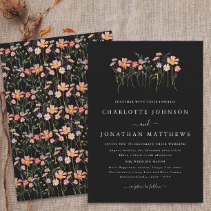 Invitation Mariage Bohème aux fleurs sauvages de l'automne en