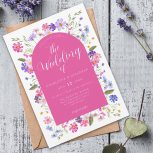 Invitation Mariage Bohème aux Fleurs Sauvages Vibrantes