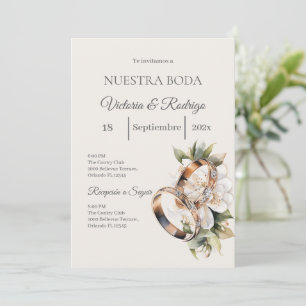Invitation Mariage Bohème avec Anneaux