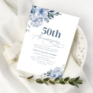 Invitation mariage bohème bleu poussiéreux