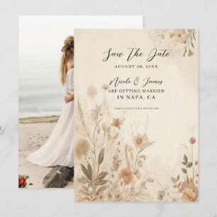 Invitation Mariage Bohème Botanique Floral Délicat Vintage