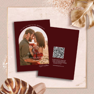 Invitation Mariage Bohème Bourguignon avec Arche de Photo