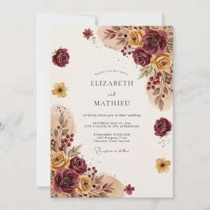 Invitation Mariage Bohème Bourguignon Maussade