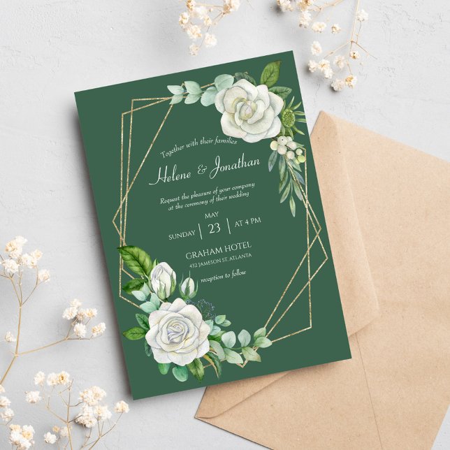 Invitation Mariage Bohème Champêtre Vert Sauge Aquarelle Flor (Créateur téléchargé)