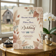 Mariage Bohème Chic Roses Herbe des Pampas