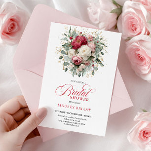 Invitation Mariage Bohème Classique Burgundy Blush Or