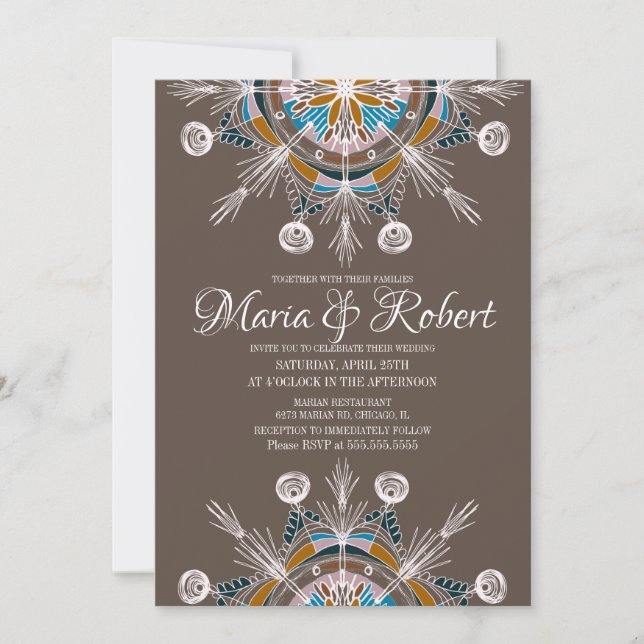 Invitation Mariage bohème coloré Mandala Brown Boho (Devant)