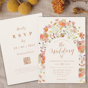 Invitation Mariage Bohème d'Automne aux Fleurs Sauvages