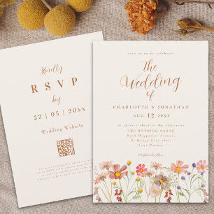 Invitation Mariage Bohème d'Automne aux Fleurs Sauvages