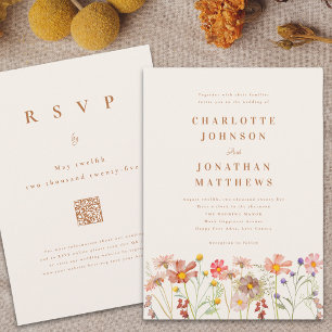 Invitation Mariage Bohème d'Automne aux Fleurs Sauvages