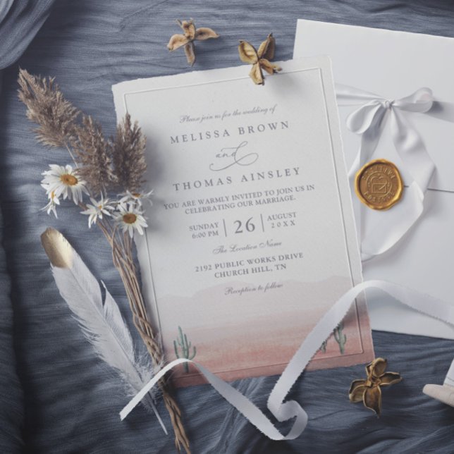 Invitation Mariage Bohème Désert Cactus Rustique Élégant Mode (Créateur téléchargé)