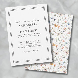 Invitation Mariage Bohème Élégant Simple Botanique aux Fleurs