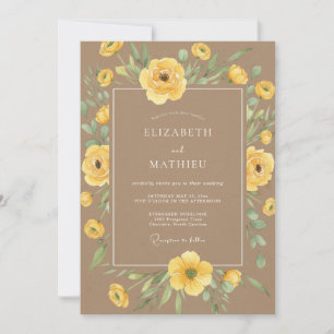 Invitation Mariage Bohème Ensolleillé Brun
