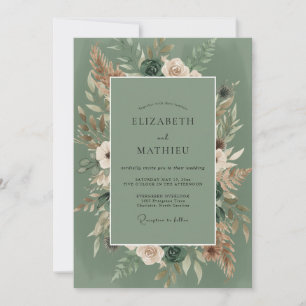 Invitation Mariage Bohème Fleur de Sauge Verte
