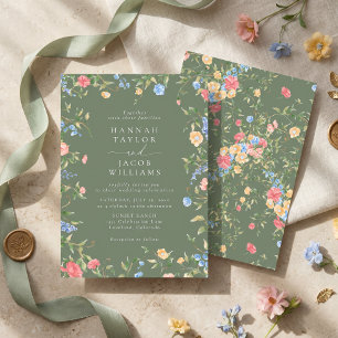 Invitation Mariage Bohème Fleur de Sauge Verte