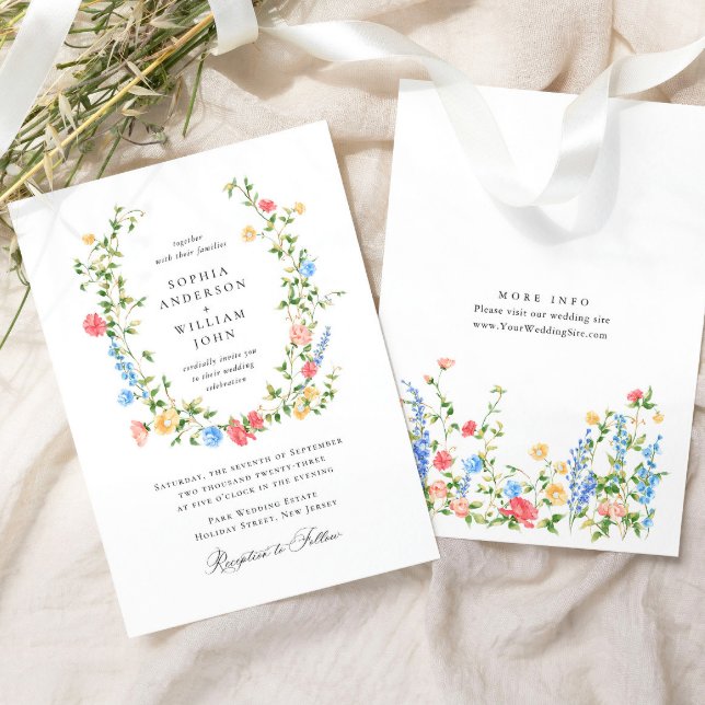 Invitation Mariage Bohème Fleur sauvage de Meadow (Créateur téléchargé)