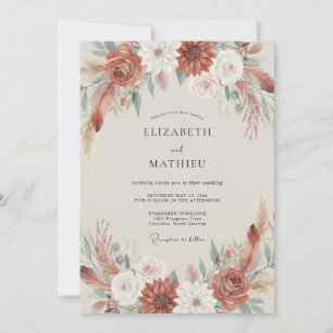 Invitation Mariage Bohème Floral Terracotta