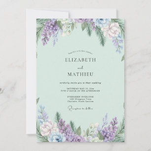 Invitation Mariage Bohème Glycine Améthyste Menthe