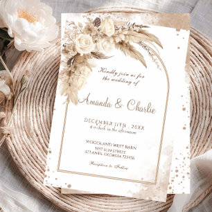 Invitation Mariage Bohème Herbe des Pampas 