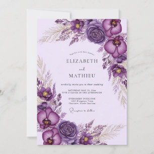 Invitation Mariage Bohème Luxueux Violet