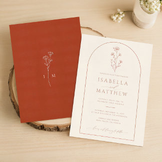 Invitation Mariage Bohème Minimaliste Arche en Terracotta