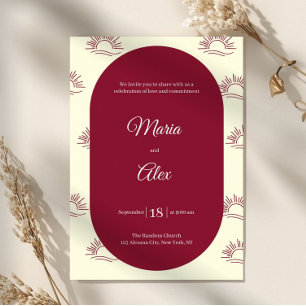 Invitation Mariage Bohème Minimaliste Arches Bourgogne Soleil