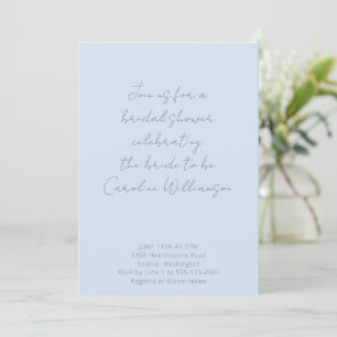 Invitation Mariage Bohème Moderne Écriture Douce Bleue