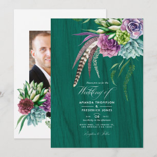 Invitation Mariage bohème mystique Succulent