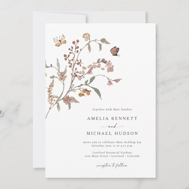 Invitation Mariage Bohème Neutre (Devant)