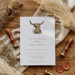 Invitation Mariage Bohème Occidental avec Herbe de Pampa Rust