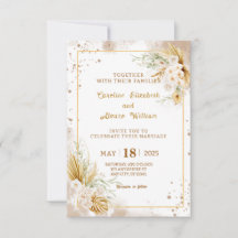 Mariage Bohème Or Glitter Pampas & Orchidée