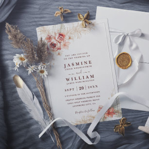 Invitation Mariage Bohème Pampas Floral Élégant Rustique Chic