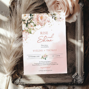 Invitation Mariage bohème rose blush floral or montée et enso