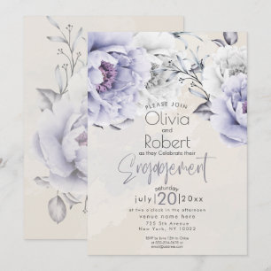 Invitation Mariage   Bohème Rustique Lilas et Pivoine Albâtre