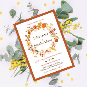Invitation Mariage Bohème Séché Floral Rustique Automne