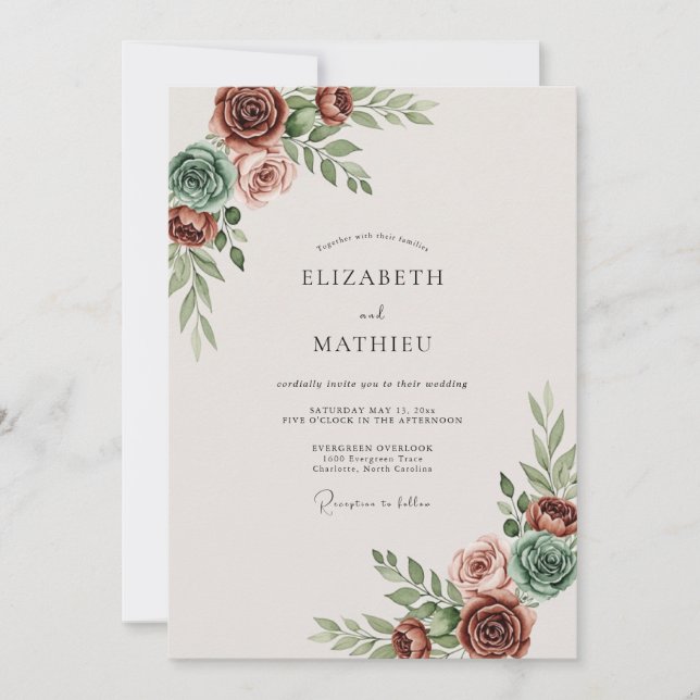 Invitation Mariage Bohème Terracotta Assourdi (Devant)