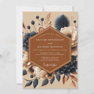Invitation Mariage Bohème Terracotta Navy