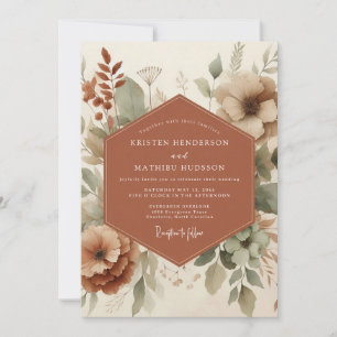 Invitation Mariage Bohème Terracotta Terreux