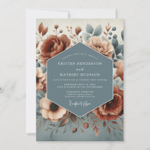 Invitation Mariage Bohème Terre Cuite Fleurie