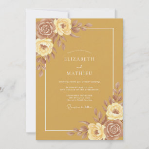 Invitation Mariage Bohème Terrien Jaune Soleil