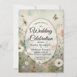 Invitation Mariage Boho Blooms et Vœux Vintage