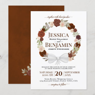 Invitation Mariage Boho Élégant  Boho Orange rouille