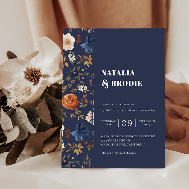 Invitation Mariage Boho en terre cuite de la marine (Créateur téléchargé)