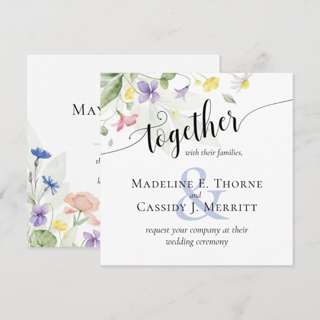 Invitation Mariage Boho Fleur sauvage simple et élégant (Devant / Derrière)