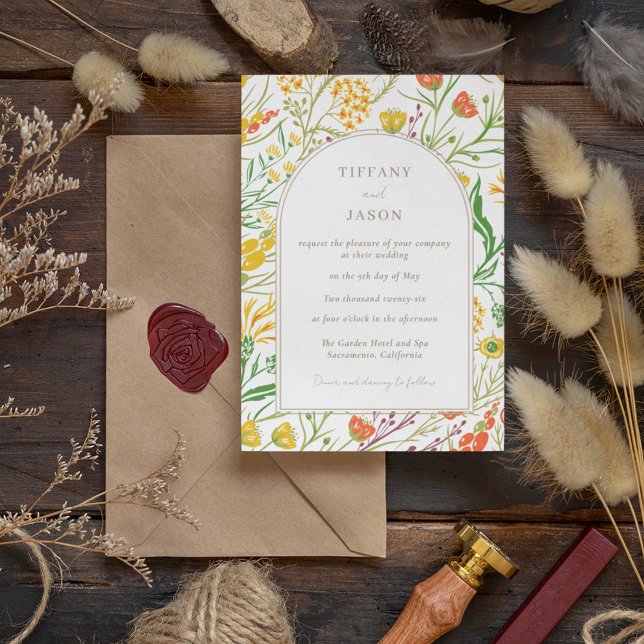 Invitation Mariage Boho Fleur sauvage Woodland (Créateur téléchargé)