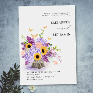 Invitation Mariage boho fleuri et rustique